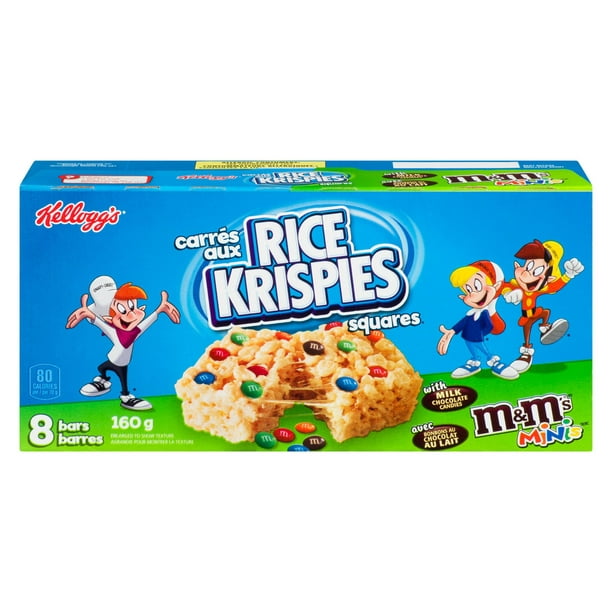 Carrés aux Rice Krispies avec bonbons au chocolat au lait M&M’s Minis (8 barres)