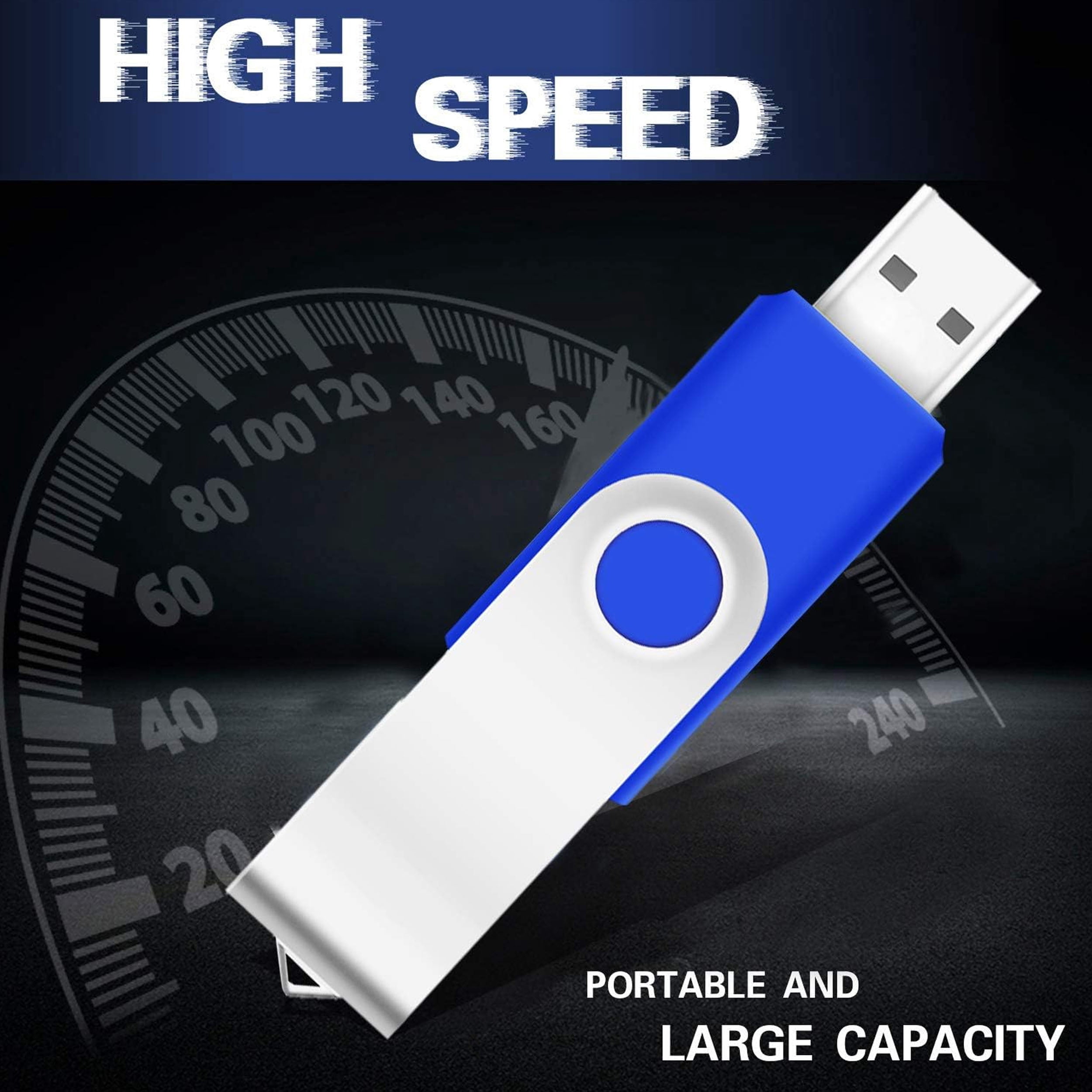Flash Drive USB 2.0 Metal Rotating(50PACK*128MB Blue)