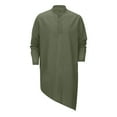 thumbnail image 3 of Men's Muslim Robe Tops Kaftan Robe Button Down Long Sleeve Henley Lightweight Asymmetric Hem Solid Color Blouse, 3 of 7