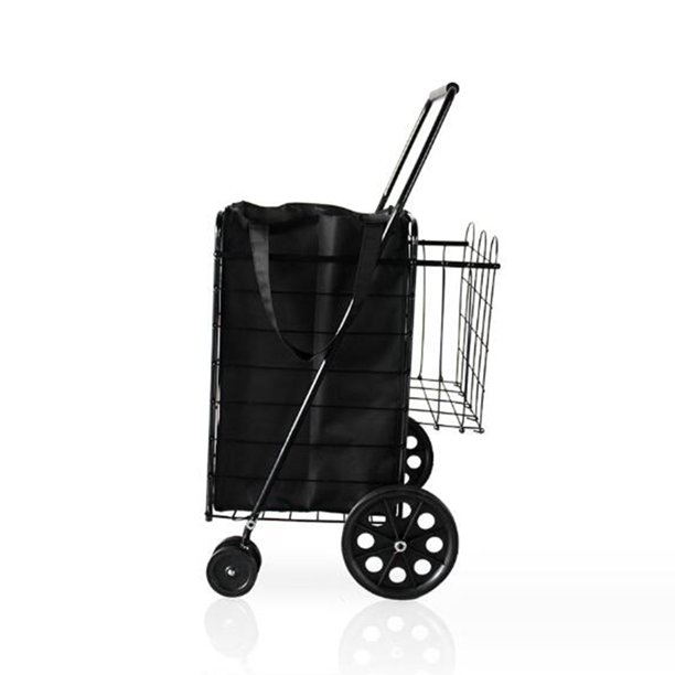 JYHNHYJ Grocery Carts, Upgraded Shopping Cart w/ 360° Swivel Wheels