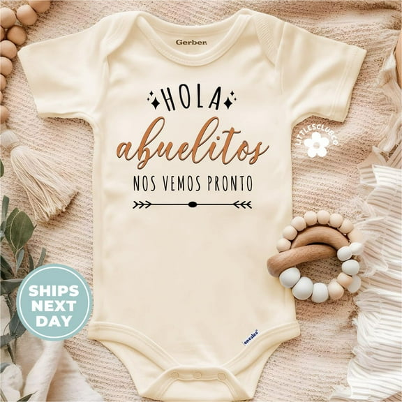 Baby Bodysuit BELLA CANVAS Hola Abuelitos Baby Onesie, Hello Grandparents Bodysuit, Grandparents Pregnancy Announcement