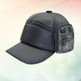 thumbnail image 1 of WHAMVOX Ear Muffs For Men Beret Ear Cover Pu Polyester Lining Black Middle-aged Winter Use 1Pcs, 1 of 8
