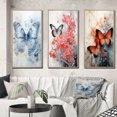 thumbnail image 1 of Designart "Blue Butterfly Wings I" Animals Framed Wall Art Set Of 3 - Blue Butterfly Frame Canvas Set For Living Room Decor, 1 of 6
