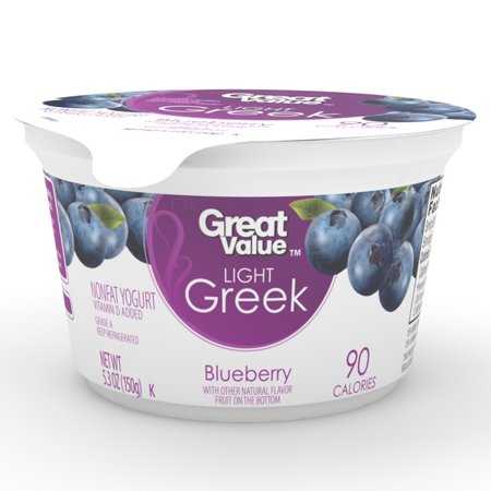 Great Value Light Greek Blueberry Nonfat Yogurt, 5.3oz