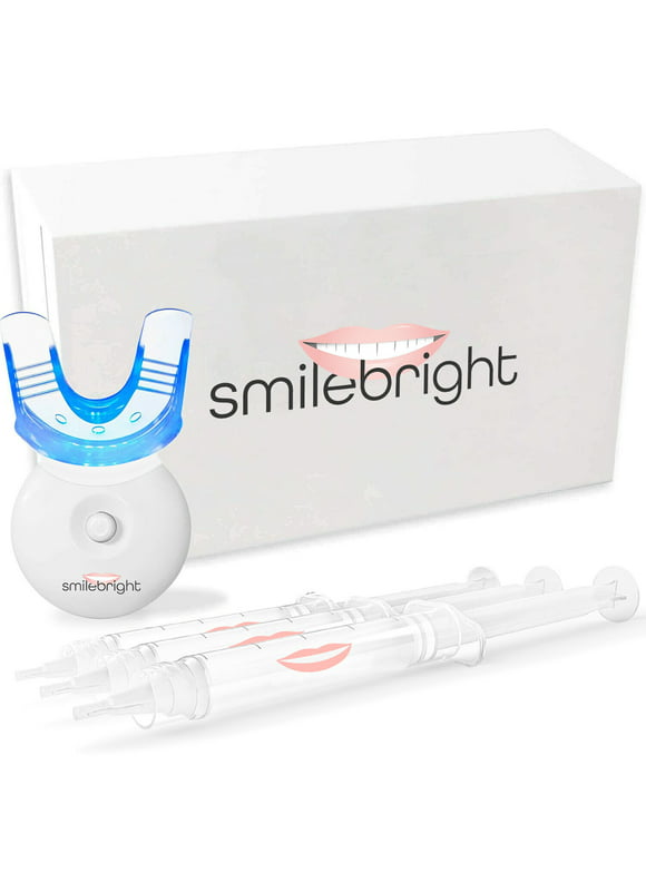 SmileBright Teeth Whitening Kit - 35%CP (3) 3ml Bleaching Gel, (1) Remineralization Desensitizing Gel W/ LED Mouth Tray