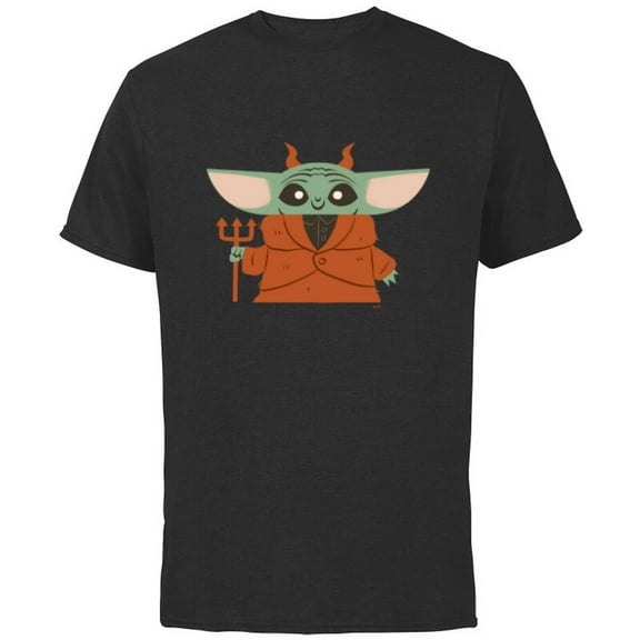 Star Wars Grogu Halloween Little Devil Costume - Short Sleeve Cotton T-Shirt for Adults - Customized-Black