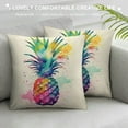 thumbnail image 3 of JEUXUS  Colorful Splash-Ink Painting Abstract Fresh Fruit Pineapple  Throw Pillow Case Cushion Cover Home Office Decorative Square, 3 of 5