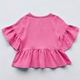 thumbnail image 4 of Kids Flounce Sleeve Ruffled Hem Peplum Tops Girls Summer Crew Neck Tees, Hot Pink 130, 4 of 4