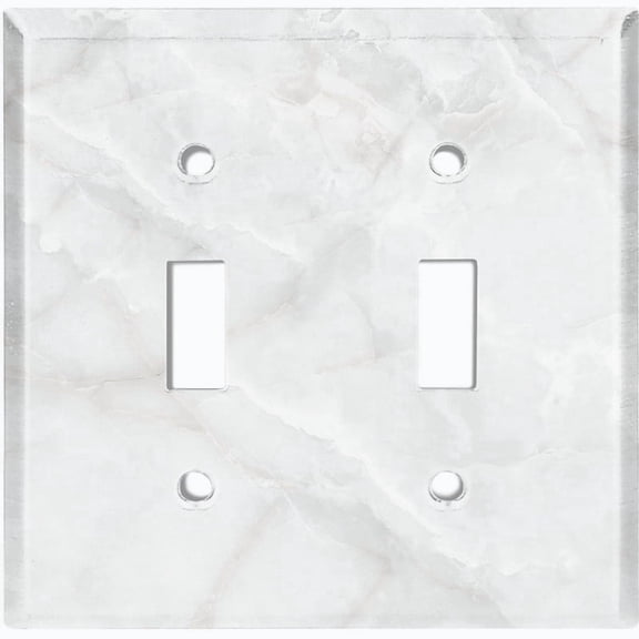 Metal Light Switch Wall Plate Outlet Cover (Printed Image of White Mable - Double Toggle)