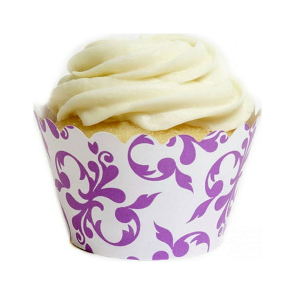 Dress My Cupcake Cherry Blossom Pink Filigree Cupcake Wrappers, Set of 12