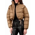thumbnail image 2 of Veste Matelassée Courte pour Femmes, Manteau d'Extérieur, Kaki, G, 2 of 9
