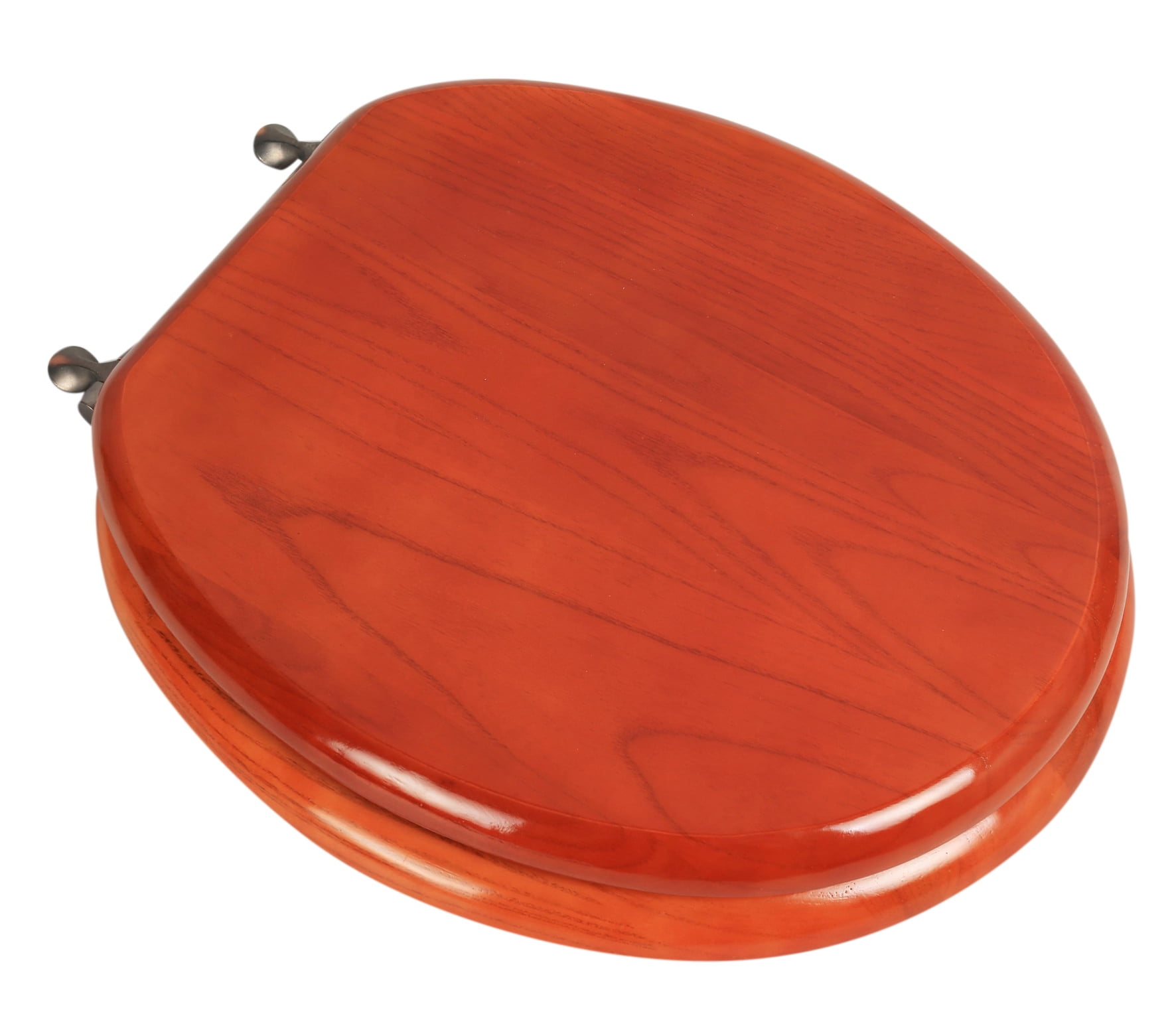 BathDecor American Cherry Finish Designer Solid Elongated Oak Wood Toilet Seat with Oil Rubbed