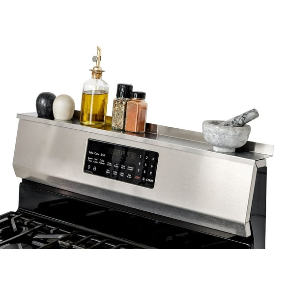 StoveShelf 30" Length Stainless Steel Finish Magnetic Shelf for Kitchen Stove - Kitchen Storage Solution with Zero Installation - Over Stove Spice Rack Organizer