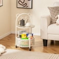 thumbnail image 4 of Gymax Table Basse Mobile en Verre à 2 Niveaux avec Panier de Rangement Motif Ours Transparent et Blanc, 4 of 10