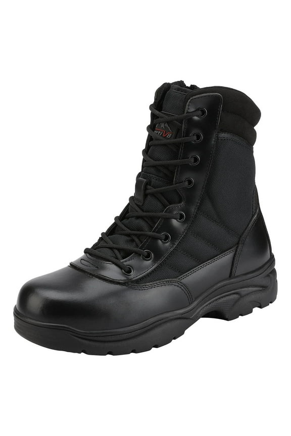 NORTIV 8 Men's Military Tactical Work Boots Side Zipper Leather Motorcycle Combat Boots Trooper(6-8 Inches)