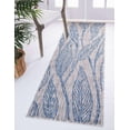 thumbnail image 1 of Unique Loom Botanical Collection Casual Leafs Transitional Indoor and Outdoor Flatweave Runner Rug, 2 x 6 Feet, Light Gray/Blue, 1 of 1