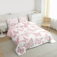 thumbnail image 3 of Homewish Chic Butterflies Bedding Comforter Set,Cartoon Animal Twin Comforter Sets,White Pink Bedding Set For Girls Kids,Microfiber Bedroom Decor Reversible,2pcs, 3 of 8