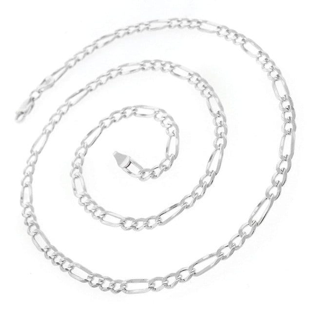 Authentic Solid Sterling Silver Figaro Link Diamond-Cut Pave .925 ITProLux Necklace  Chains 3MM - 10.5MM, 16 - 30, Silver Chain for Men & Women, Made In  Italy, Next Level Jewelry 