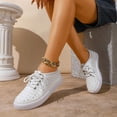 thumbnail image 3 of Rokment Women's Leopard Low Top Fashion Sneakers 2026 Spring Fall Trendy Casual Leather Lace up Platform Walking Flat Canvas Tennis Shoes White Size 9, 3 of 6