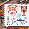 thumbnail image 6 of Sea Animal Stencil 11.8x11.8 inch Fish/Shrimp/Crab/Octopus/Conch/Shells Drawing Stencil Sea Creatures Stencil for Painting on Wood Tile Paper Fabric Floor Wall, 6 of 9