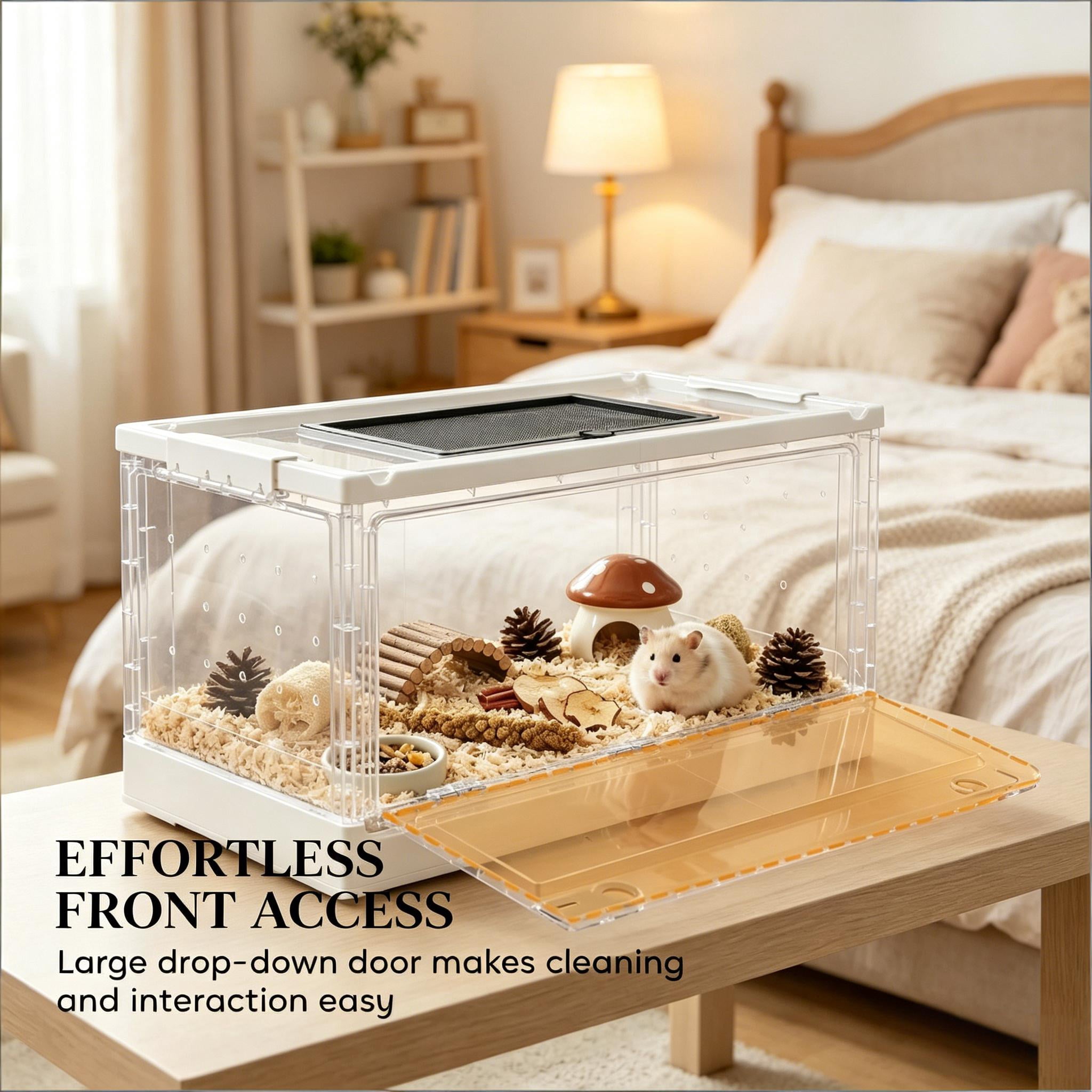 White Transparent Stackable Hamster Cage