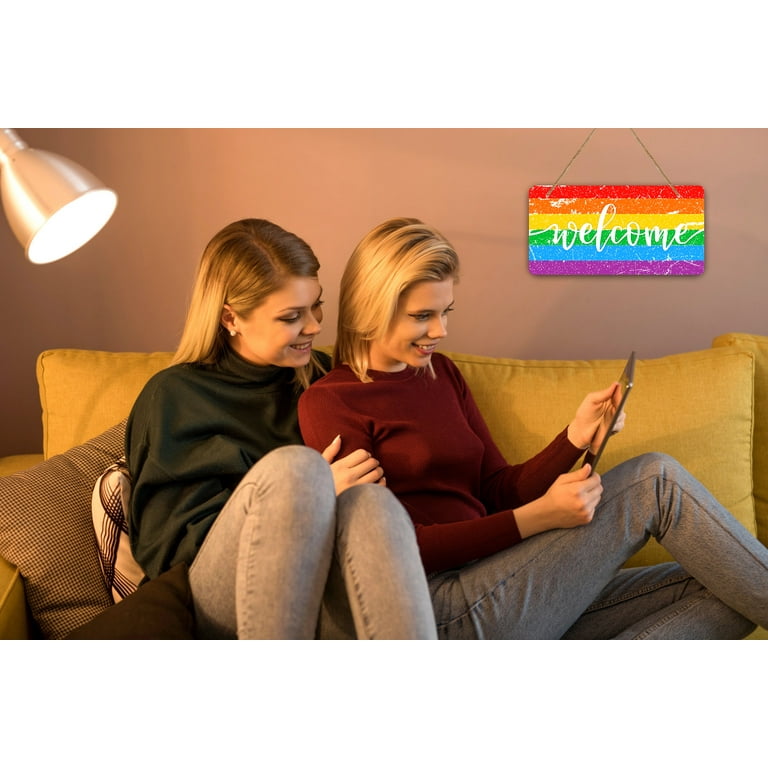 "Sounds Gay I'm In" Wood Sign - 6x12 Inch Rustic Rainbow Pride Wall Art, Handmade Solid Wood Hanging Plaque For Home Decor