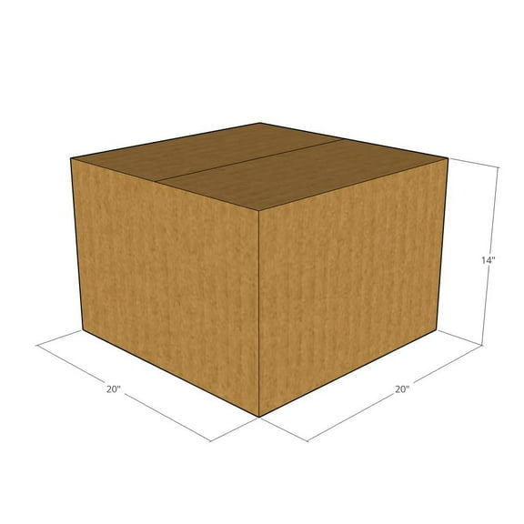 20x20x14 Kraft Brown Corrugated Shipping Boxes, 32 ECT Single-Wall, Qty 15
