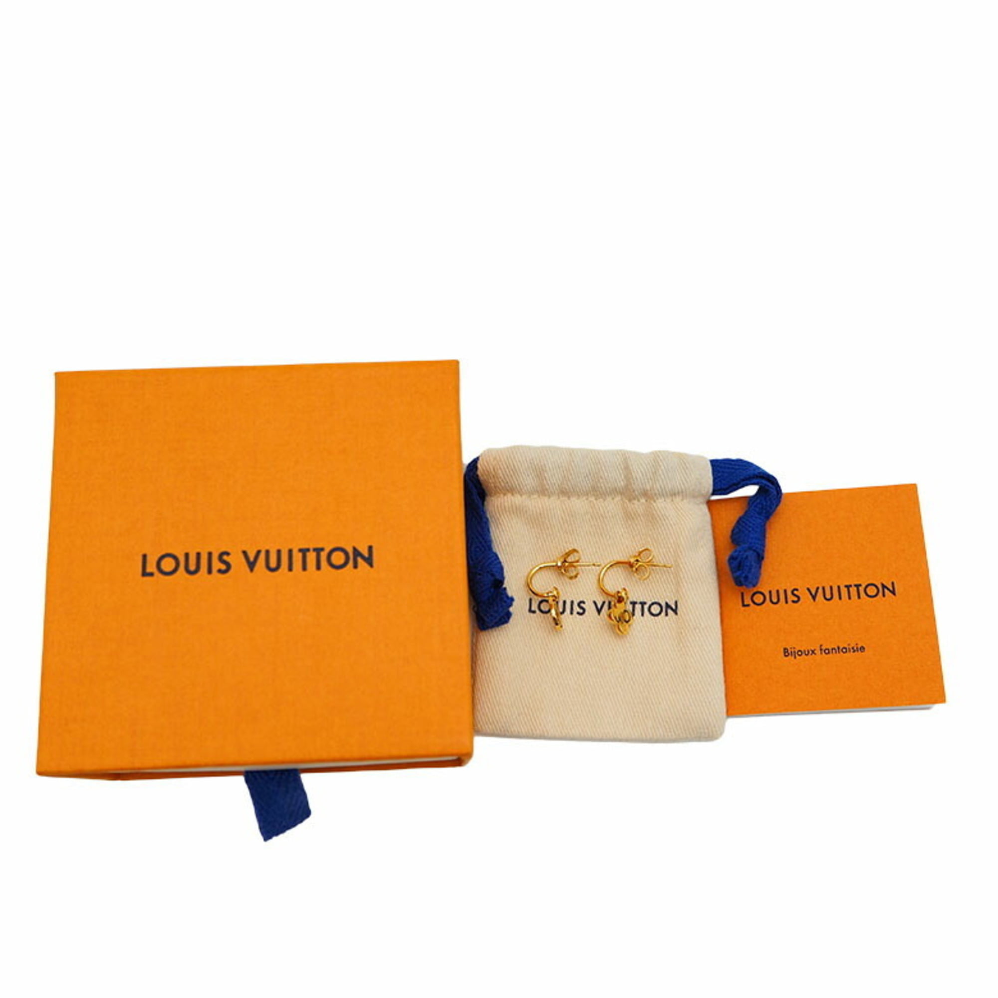 LOUIS VUITTON Earrings Bookreille Gold Pink Blue Flower Heart Rare France