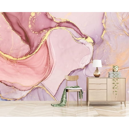Rose Gold Pink Marble Texture 3D Wall Murals Wallpaper, Modern Abstract Crackle Background Decor Large Murals for Bedroom Living Room TV Background Wall Art Wallpaper-137.8"W x 100"H