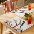 thumbnail image 4 of Vintage Animal Placemats Set&nbsp;of&nbsp;6 Summer Spring Branch Blue Bird Floral Heat Insulation Washable Place Mats, Rustic Non-Slip Table Mats for Dining Table Party Kitchen Decor,13x19 Inch, 4 of 9