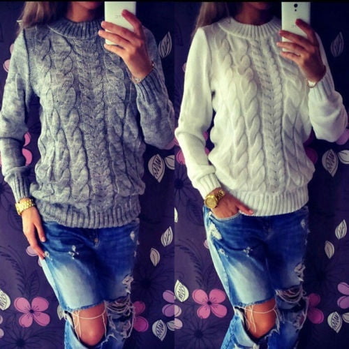 Femmes Manches Longues Tricoté en Vrac Hiver Chaud Pull Casual Pull Pull Tops
