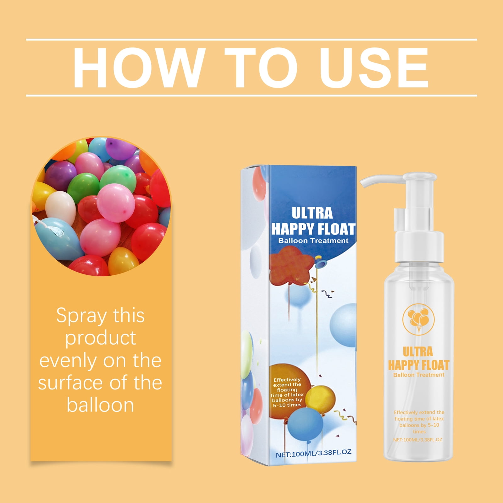 Alvantor Balloon Treatment for Helium Latex Balloons with Added Shine and Extended Float Time, 3.38 fl. oz.