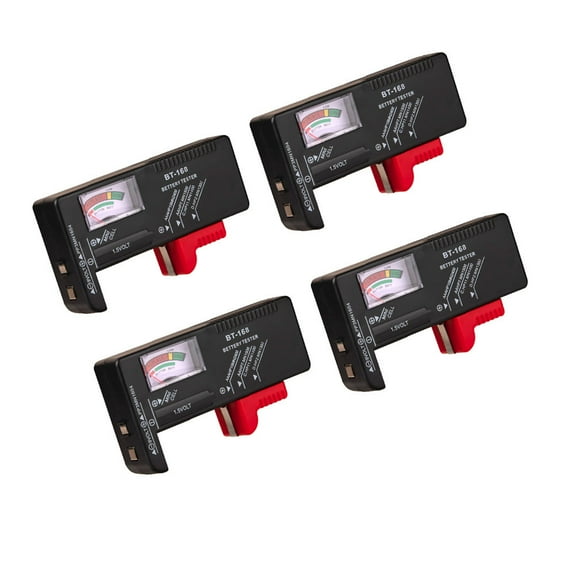 HEANUJJ 4-Pack Portable Battery Tester for AA AAA 9V Batteries with Digital LCD Display, Compact and Easy to Use