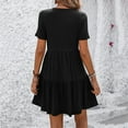 thumbnail image 4 of vigerkar Women Summer Casual Dress Short Sleeve Crewneck Swing Mini Tshirt Dresses 2025 Vacation Beach Short Sundress Black, S, 4 of 6