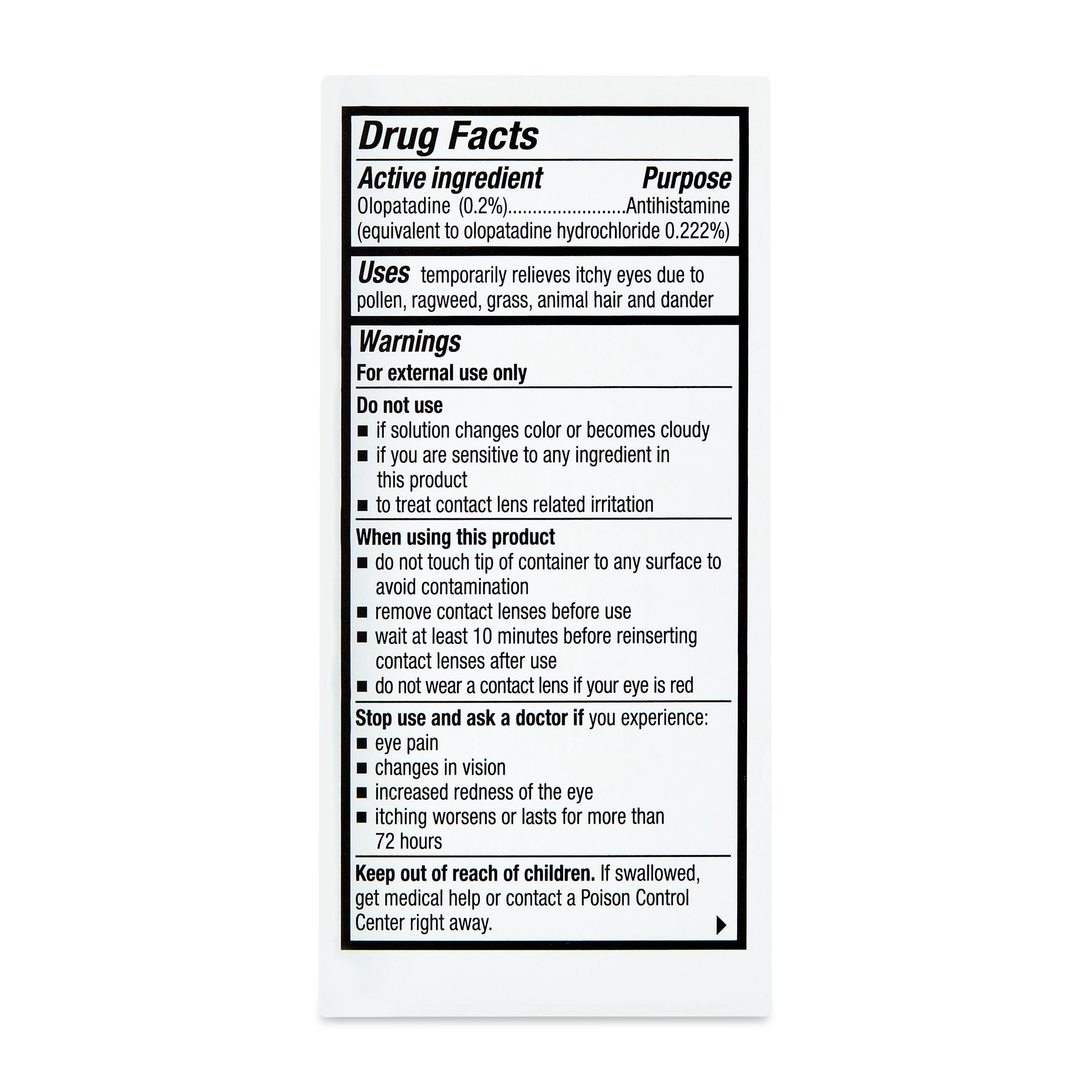 Equate Eye Itch Relief Antihistamine Eye Drops, Olopatadine HCL 0.2%, 3.5mL, Compare to Pataday Once Daily Relief Active Ingredient