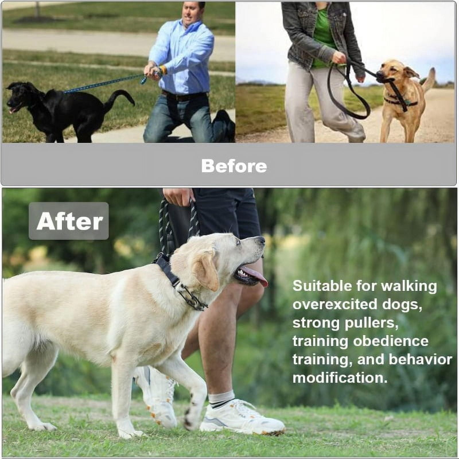 No Pull Dog Collar, Prong Collar for Small Medium Large Dogs, Pinch Collar for Dogs with Quick Release Buckle, Prong Collar Cover, Extra Links, Safety Clip, Rubber Tips