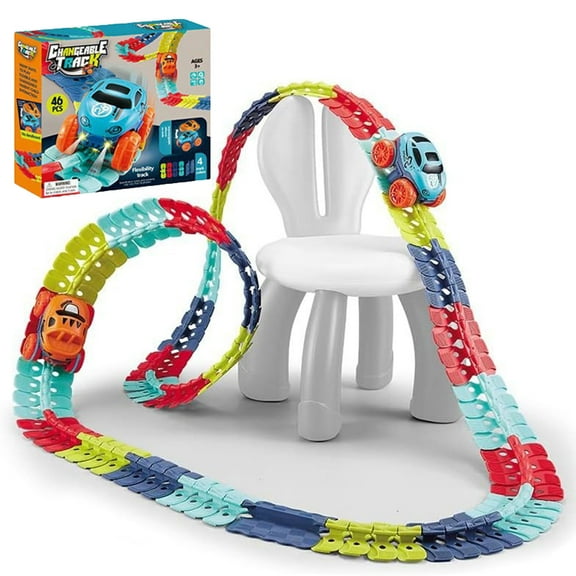 Anti Gravity Race Track with Car, Race Track with LED Light-Up Race Car, Interchangeable Car Shells and Multicolor Flexible Changeable Tack
