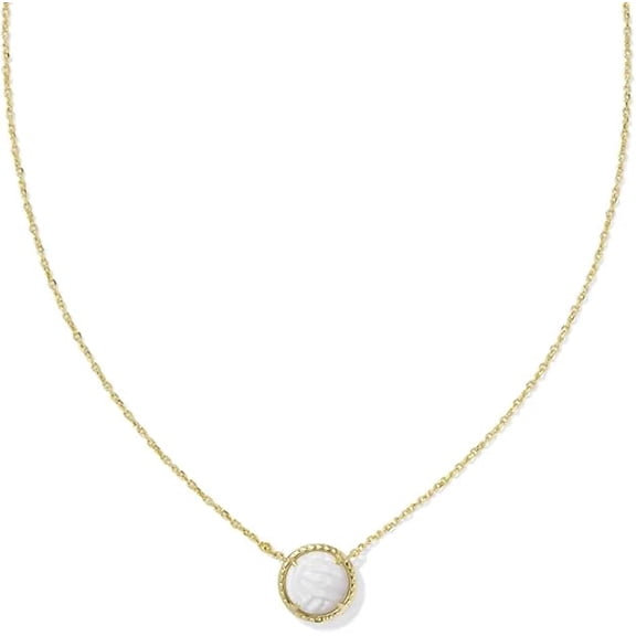 Kendra Scott Volleyball Short Pendant Necklace Gold White Mother Of Pearl