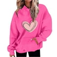 thumbnail image 1 of Plebaso Sweat à Capuche Imprimé Cœur pour Femmes, Manches Longues, Pull Ample avec Poches, 1 of 5