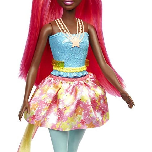 Barbie Poupée de Mode Licorne avec Cheveux Roses et Jaunes & Jupe Amovible & Accessoires Incluant Bandeau et Queue de Licorne