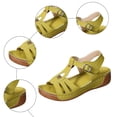 thumbnail image 6 of Rokment Womens Orthopedic Wedges Walking Gladiator Sandals Comfortable Fashion Casual Leather Platform Arch Support Orthotic Chunky Mid Heel Beach Summer Shoes Green Size 6, 6 of 9