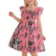 thumbnail image 2 of Vestido de Manga Corta con Bolsillos sin Mangas Cuello Redondo Cargo-Estilo Bolsillos de Pecho Tejido Y Falda Fluida para Niños Y Niñas, 2 of 7