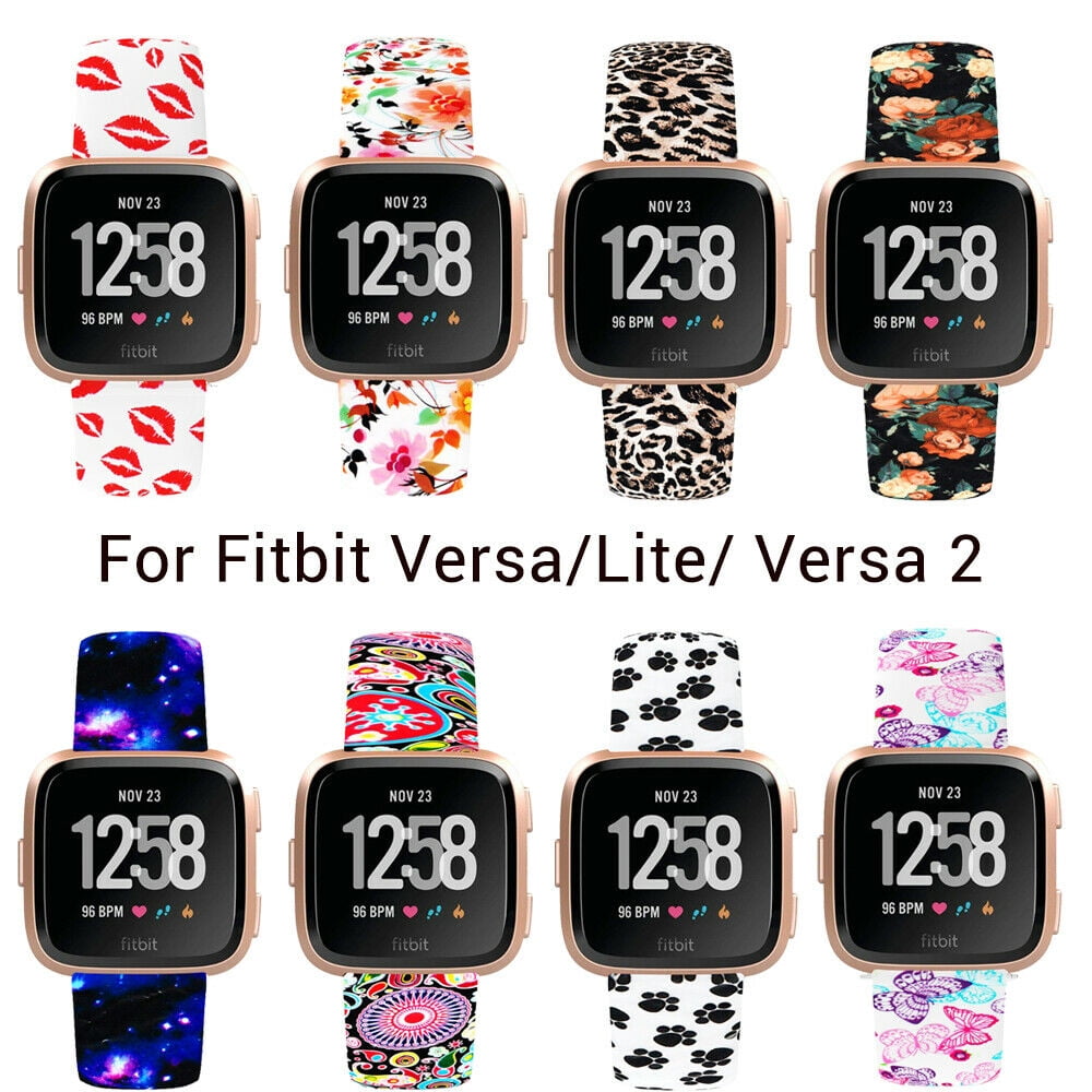 Black Sunflower Fitbit Versa Lite Bands for Women and Men Silicone Floral Strap Replacement Wristband Pattern Bands for Fitbit Versa QINGQING Compatible with Fitbit Versa/Fitbit Versa 2 