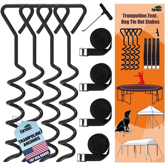 Kit de estacas para trampolín Eurmax de acero tipo sacacorchos, 4 piezas