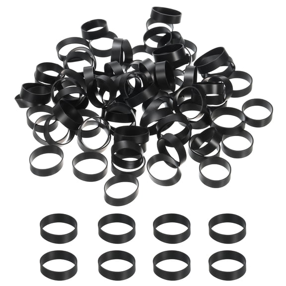 Uxcell Silicone Rubber Bands Cable Ties 0.9", Flat Rubber Elastic Band for Office Supplies Home Cord Wrapping, Black 80 Pcs