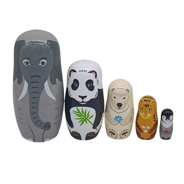 5 Piezas de Dibujos Animados Animal Pingüino Matryoshka Rusas de Anidación de Juguete Hugo animales muñecas de anidación rusa