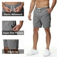 thumbnail image 3 of Mens Casual Shorts Cotton Drawstring Summer Beach Stretch Twill Chino Golf Shorts Whit Zipper Pockets Gray 36, 3 of 6