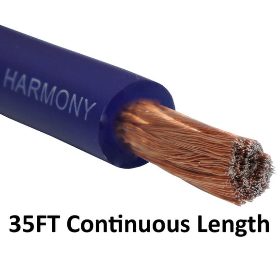 Harmony Audio 1/0 0 Gauge Car Stereo Matte Blue Power Cable Amp Wire - 35 FT