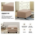 thumbnail image 6 of Square Ottoman Covers Ottoman Slipcovers Folding Storage Stool Furniture Protector Form Fit with Elastic Bottom, Stretch High Spandex Small Checks Jacquard Fabric Khaki XL 35"- 44", 6 of 11