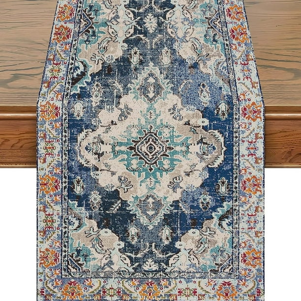 Camino de mesa estilo bohemio naranja, decoración rústica de otoño para mesa de comedor de cocina, decoración para fiesta en el hogar, 13 x 72 pulgadas